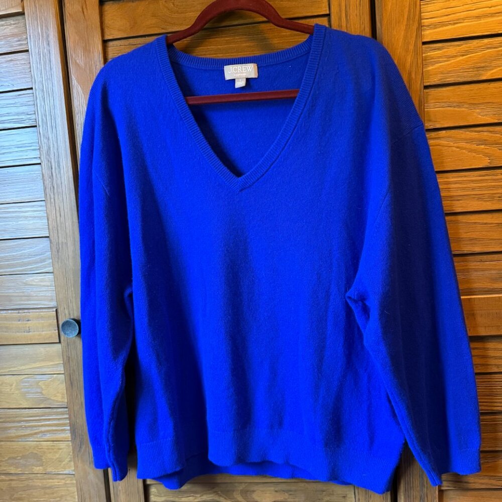 J. Crew Cobalt Blue Cashmere Sweater- Size L - like new!